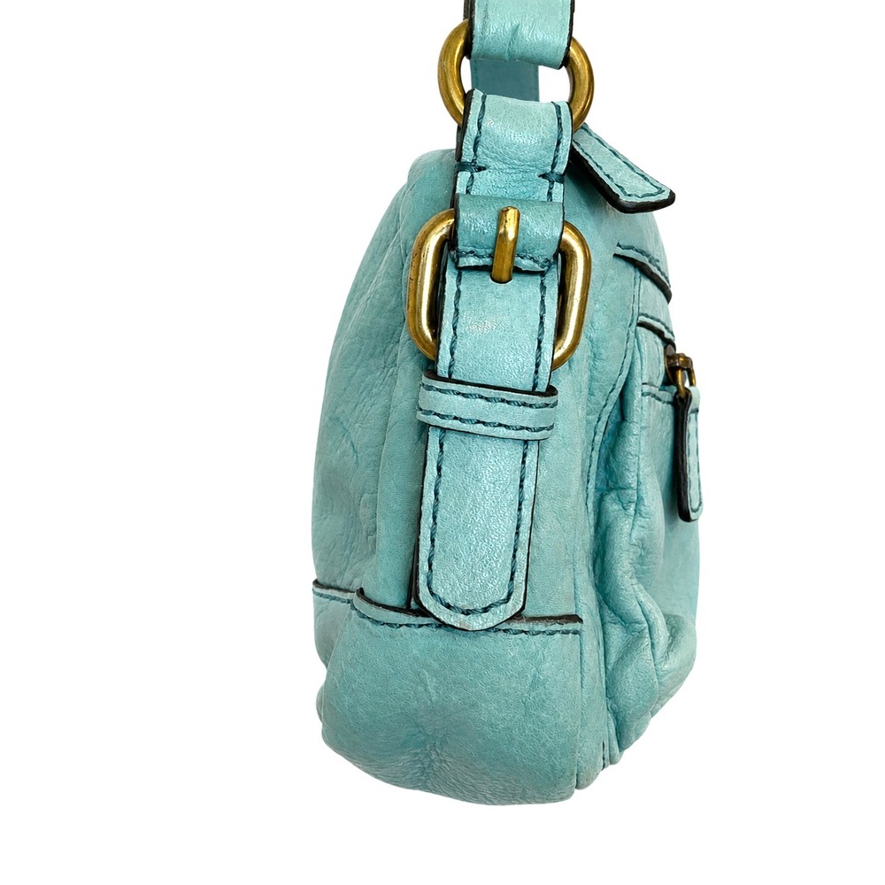 Fossil Aqua Leather Crossbody Bag with Gold Hardware - Picture 6 of 7